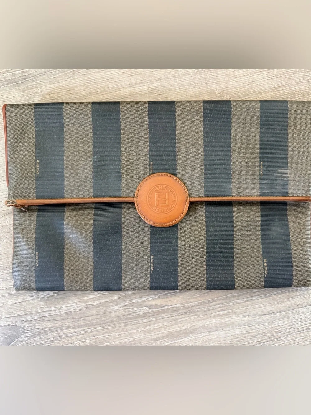 Vintage Fendi Roma Italy 1925 Pequin Stripe Envelope Clutch ⭐